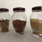 Trio of spice jars, bakelite cork