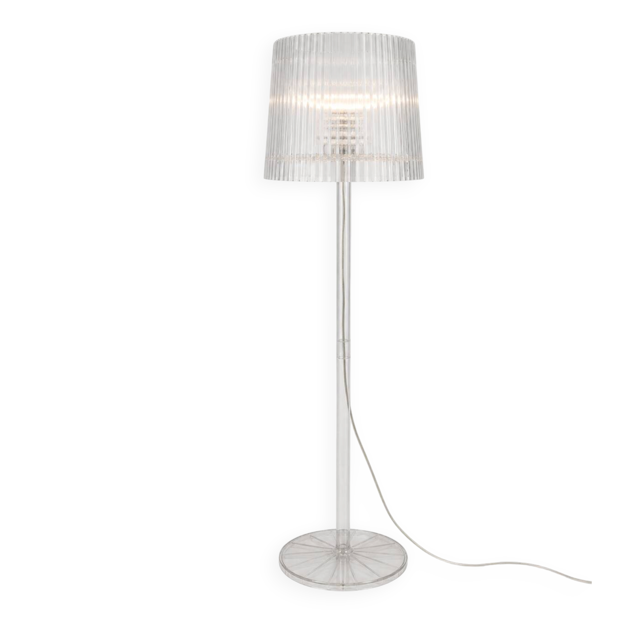 Transparent designer floor lamp – Kartell style – pleated lampshade