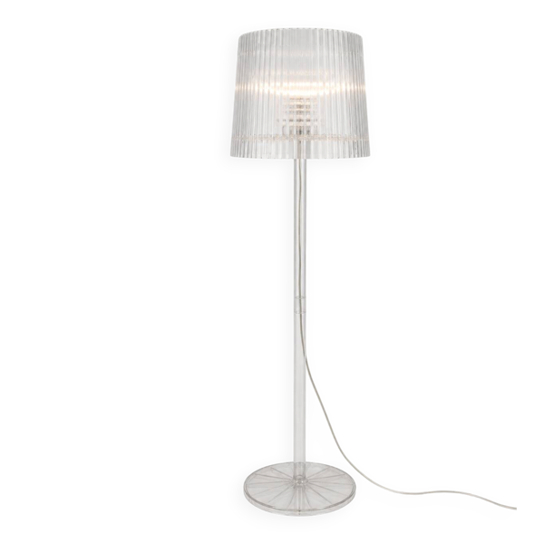 Lampadaire design transparent – style Kartell – abat-jour plissé — Beyit