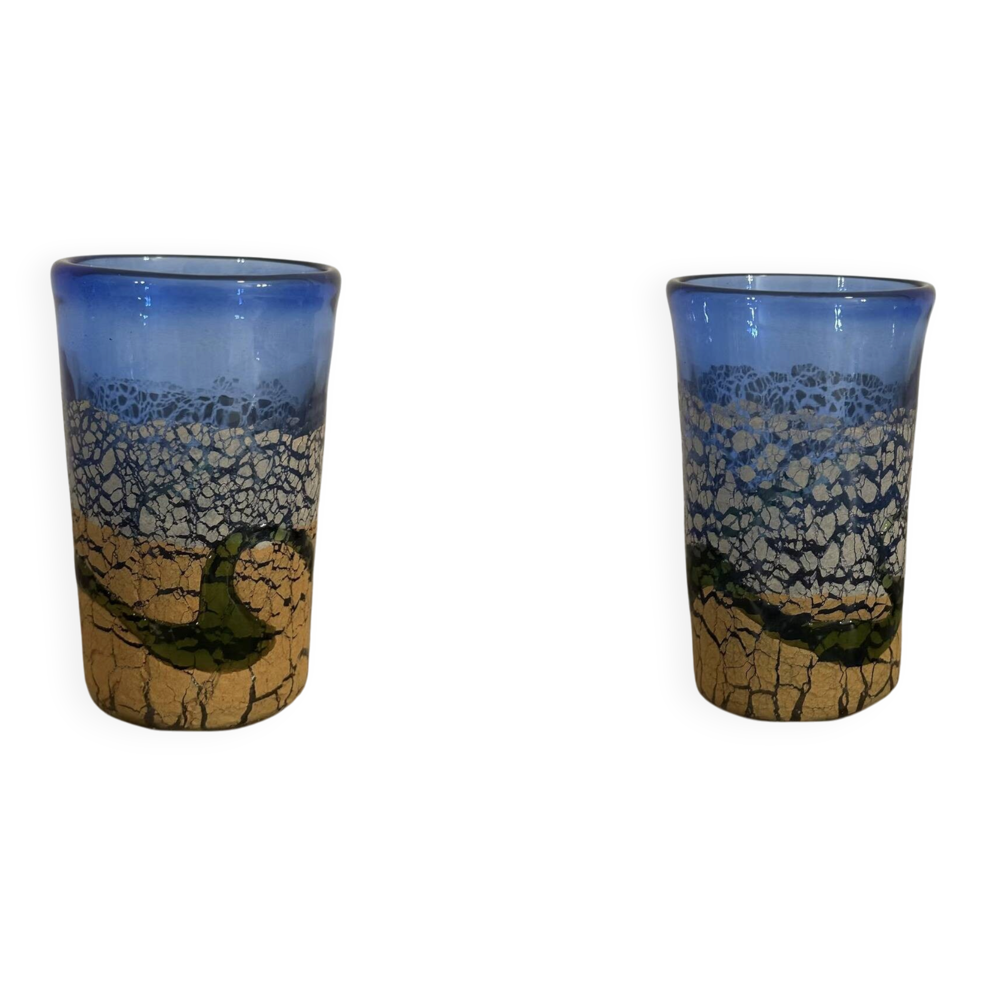 Paire de lunettes Ryukyu — Verre Awa craquelé, four Inamine, Okinawa