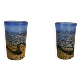 Pair of Ryukyu Glasses — Crackled Awa Glass, Inamine Kiln, Okinawa