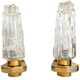 Pair of Art Deco wall sconces - moulded glass and brass