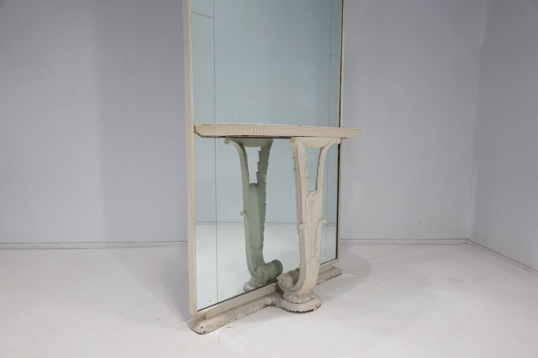 Italian console mirror, wood and glass
