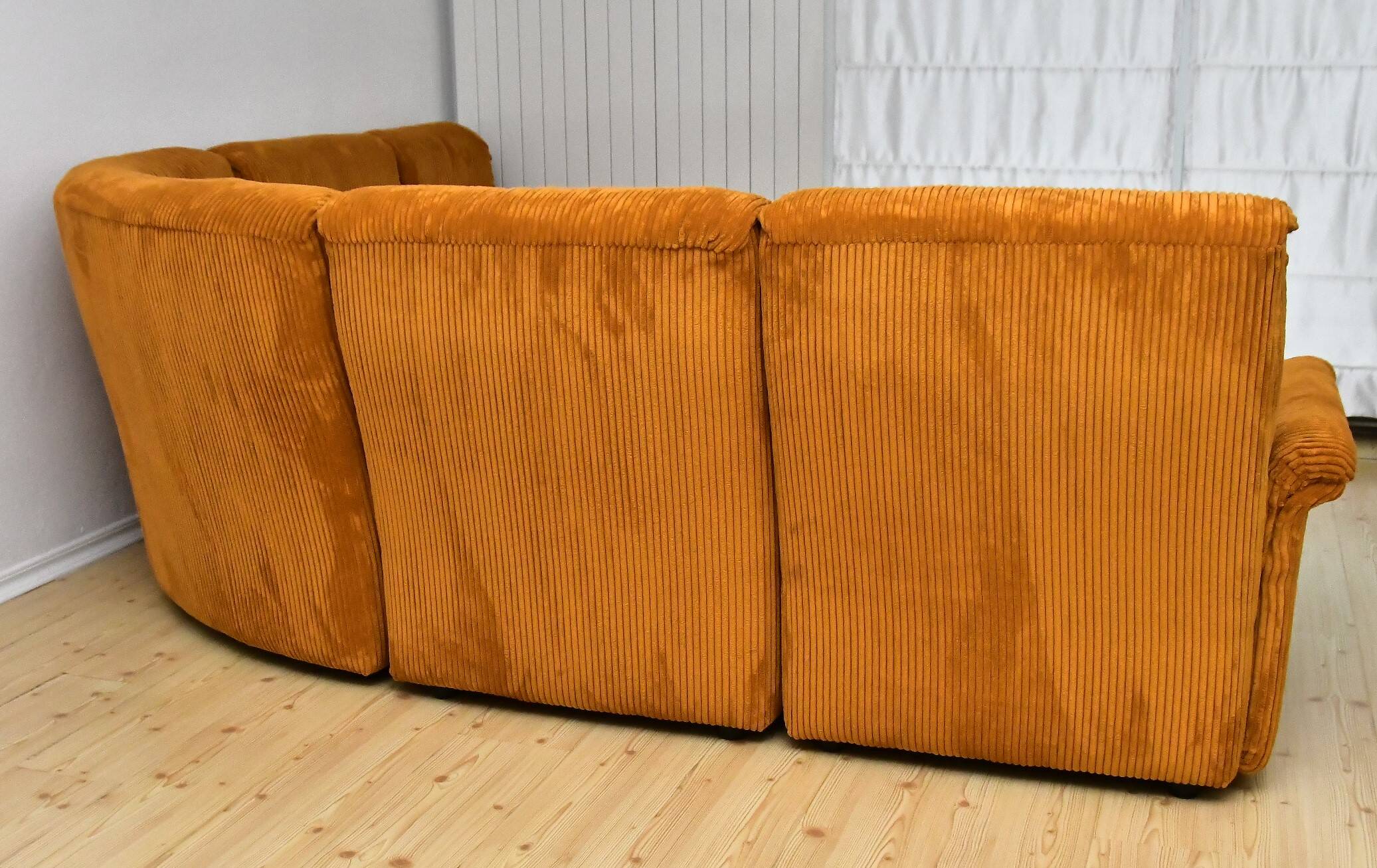 Yellow corduroy modular sofa, 1970s, set of 5