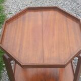 Art Deco folding side table in mahogany with double top marquetry.