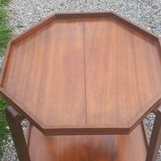 Art Deco folding side table in mahogany with double top marquetry.