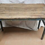Folding workshop table in teak and wrought iron