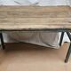 Folding workshop table in teak and wrought iron