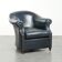Dark blue cowhide club armchair with a unique and timeless design