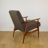 Armchair 'Lis', 1970s brown chocolate brown boucle design by Henryk Lis - 2 pieces available