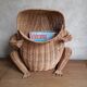 Frog in rattan magazine holder