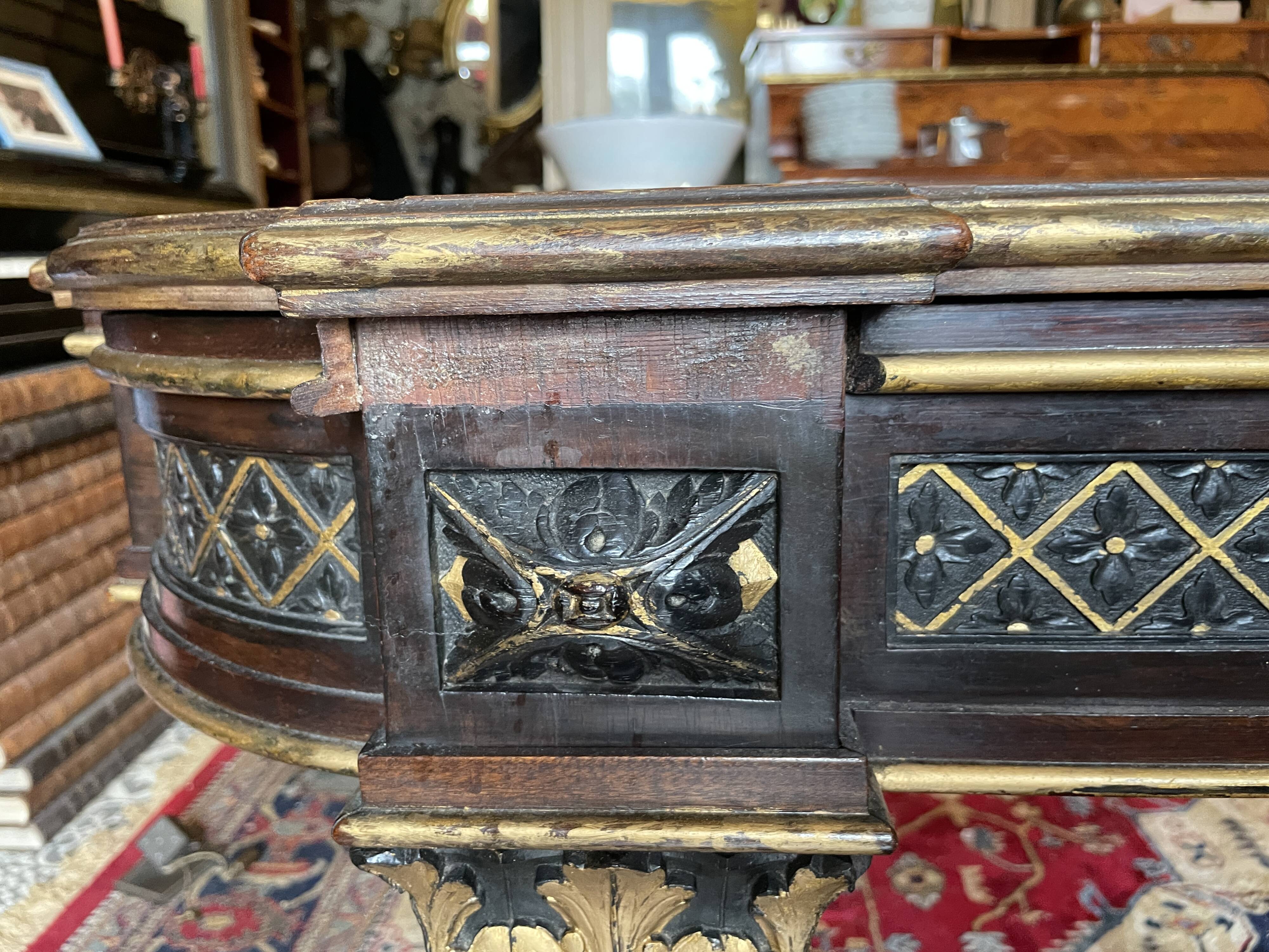 Middle table, to write in blackened and gilded wood, Napoleon III period