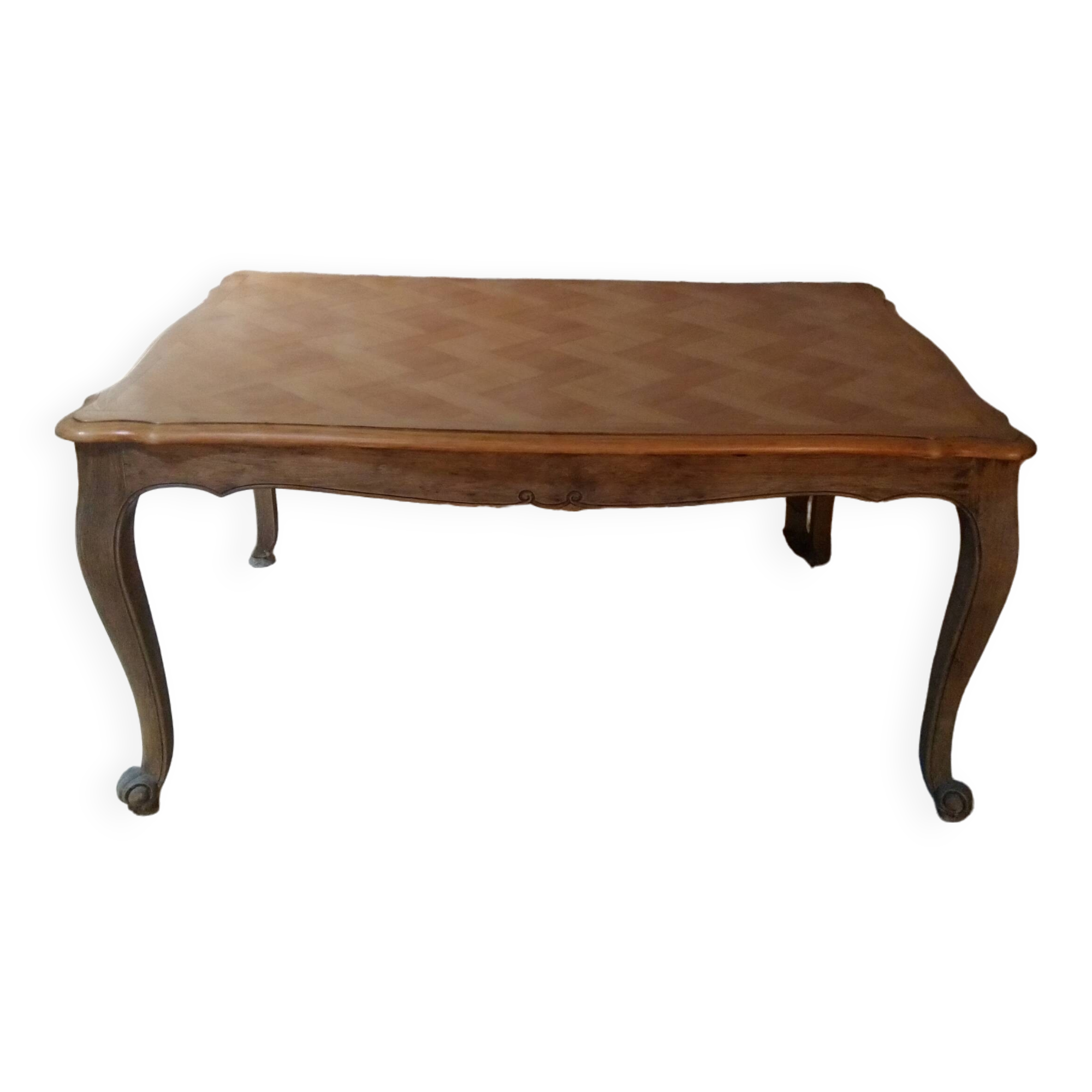 Louis XV style table in oak and cherry wood.