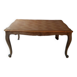 Table style louis xv en chêne et merisier