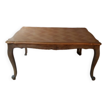 Table style louis xv en chêne et merisier