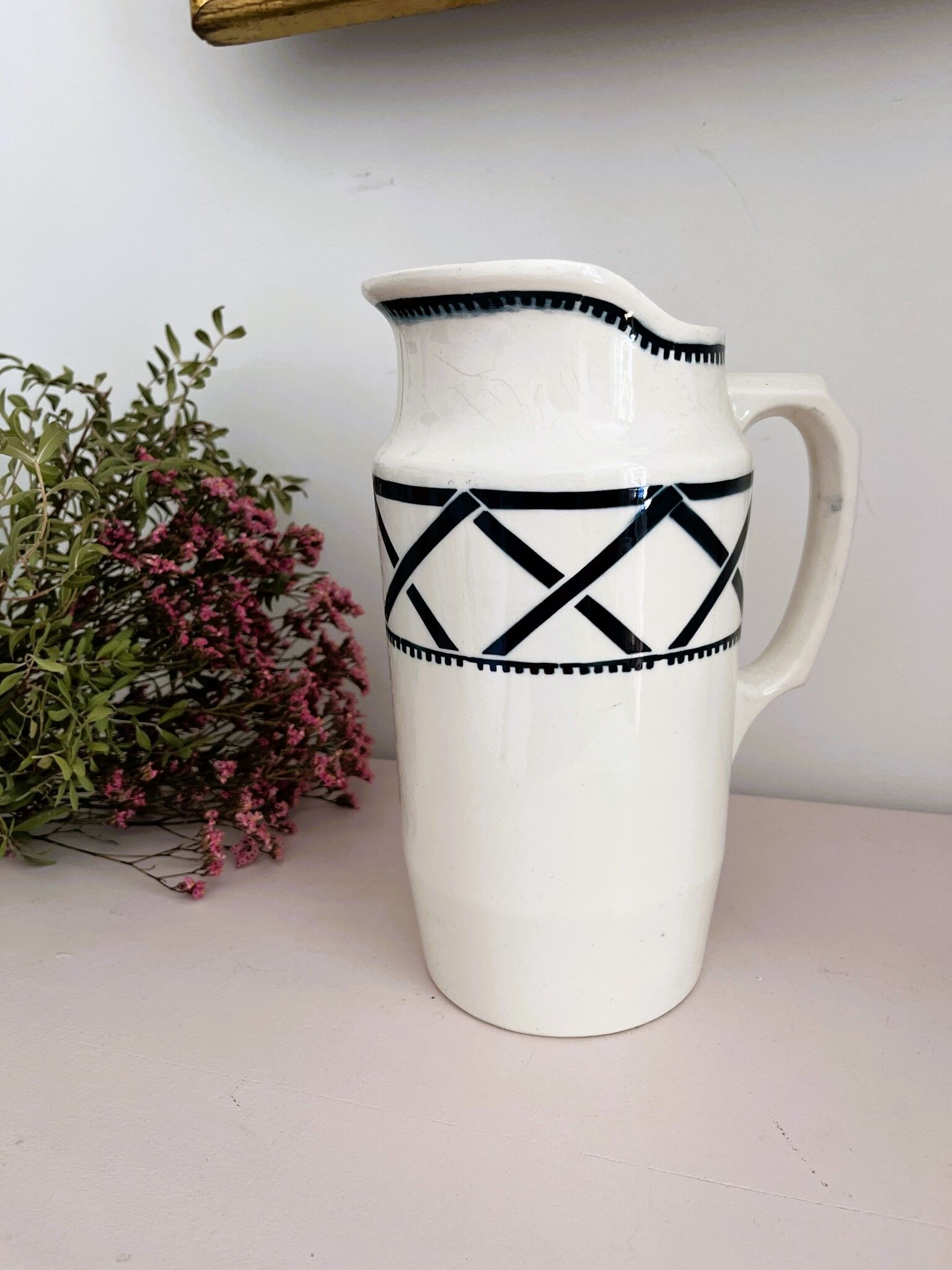 Broc vase in vintage Badonviller earthenware