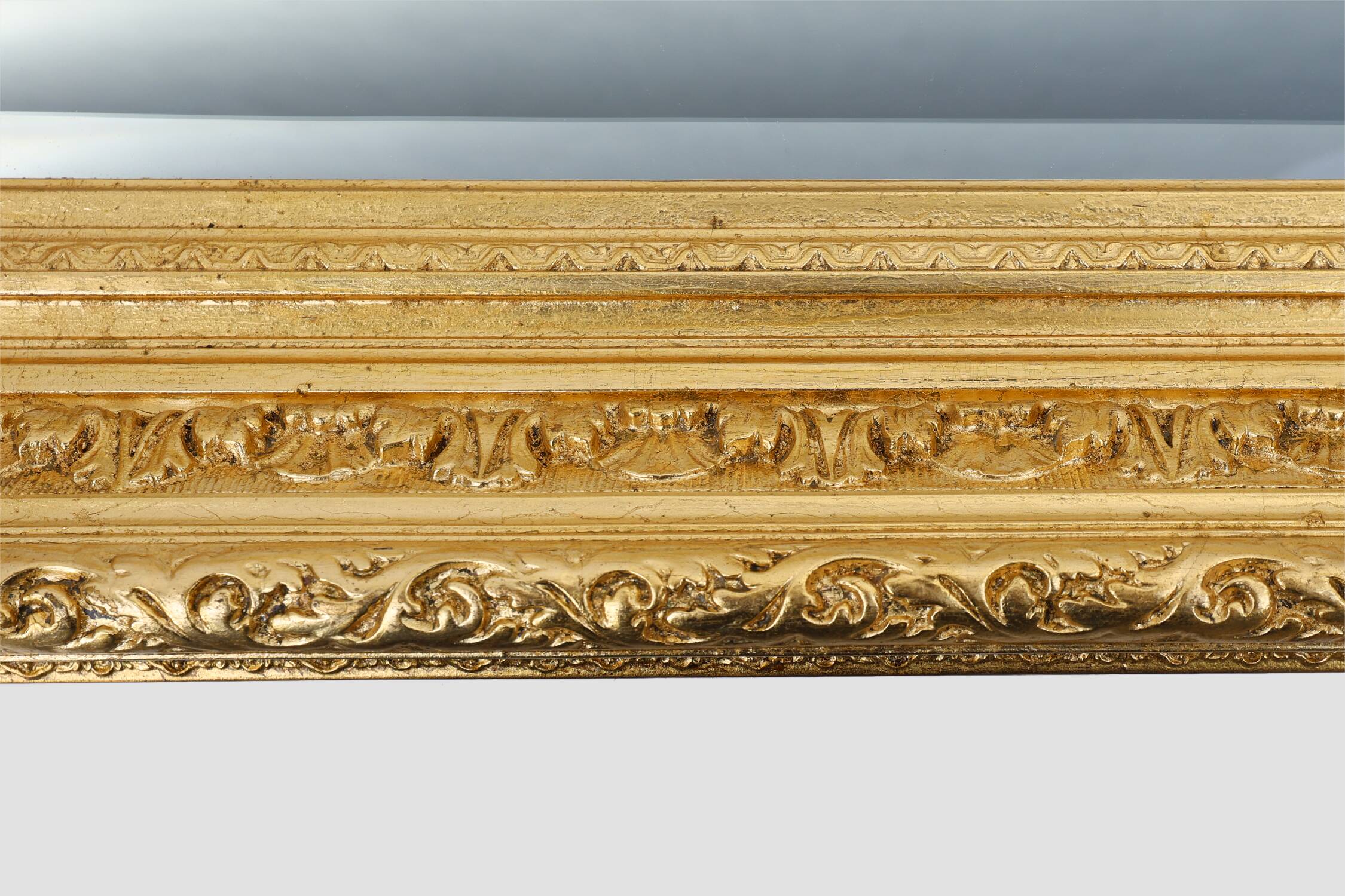 Baroque gilt facet cut wall mirror in wood, France 1850