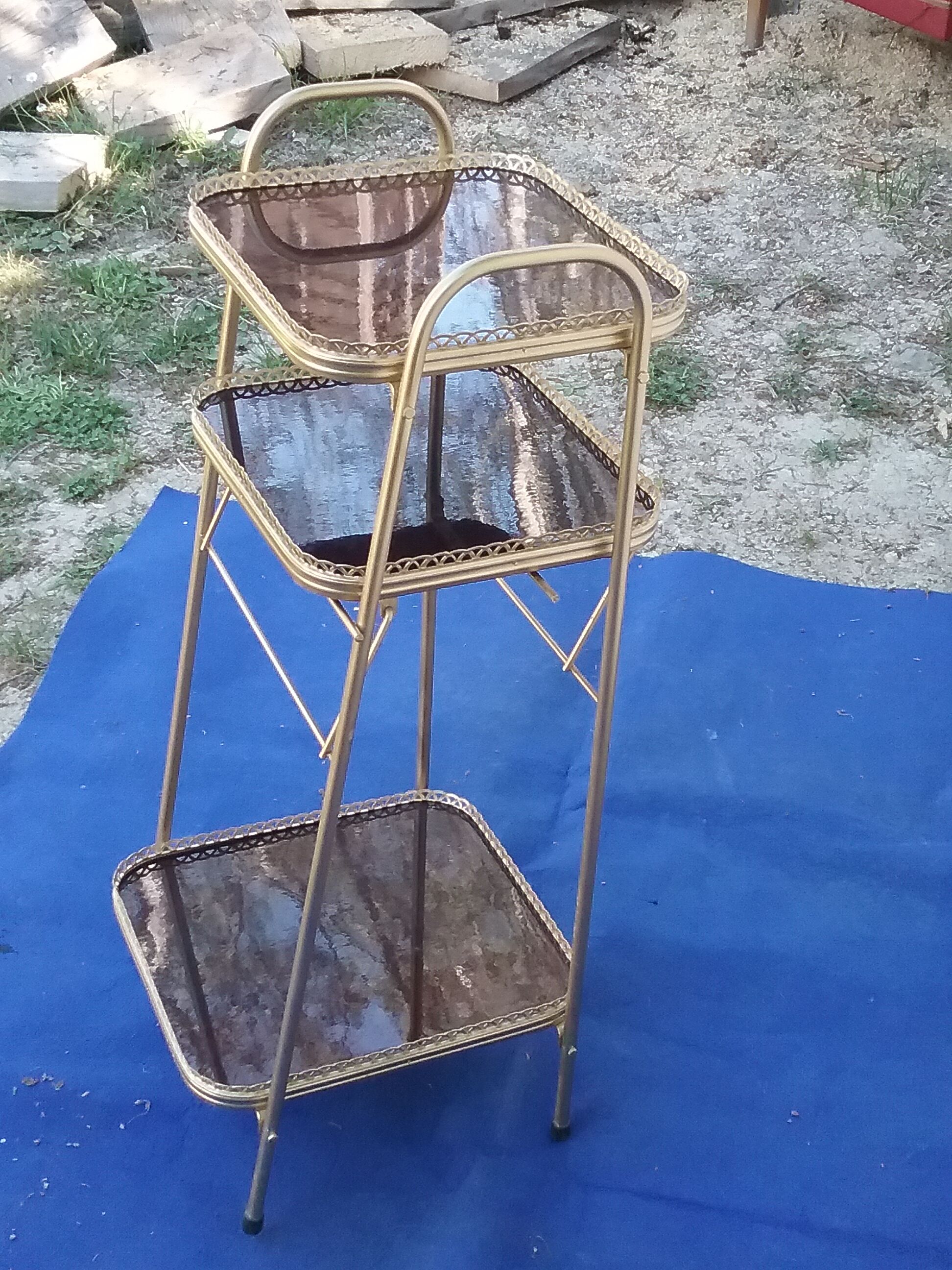 Vintage gold metal shelf