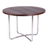 Bauhaus Round Coffee Table in Beech and Wenge, Czech, 1930s