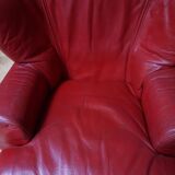 Vintage red leather Lounge Chair by Calia Italia, 1990s