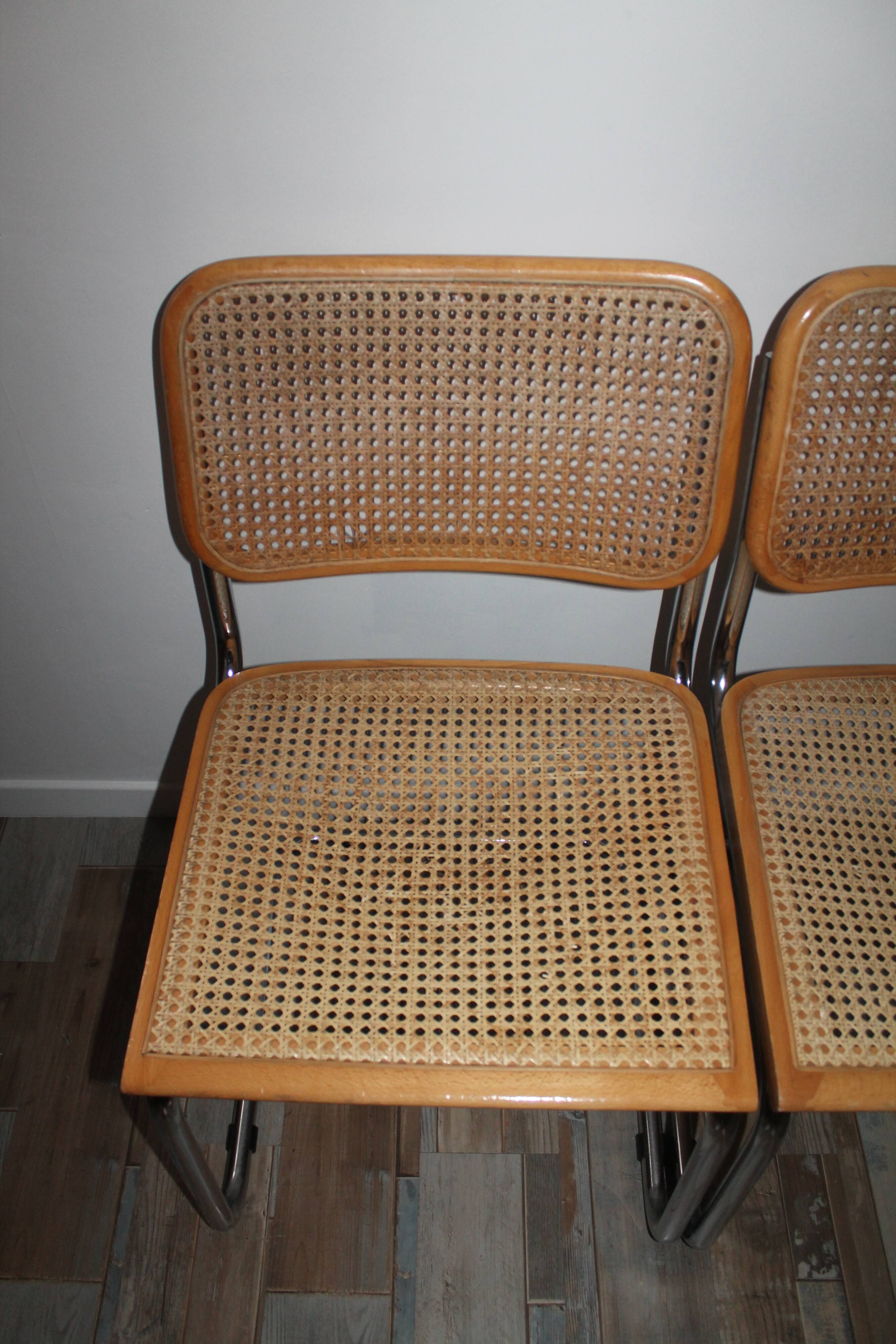 Lot 4 chaises Marcel Breuer Cesca B32