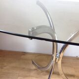 70s chrome table and glass top