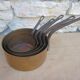Set of 5 copper saucepans