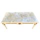 Louis XVI style coffee table in patinated and gilded wood, marble top.