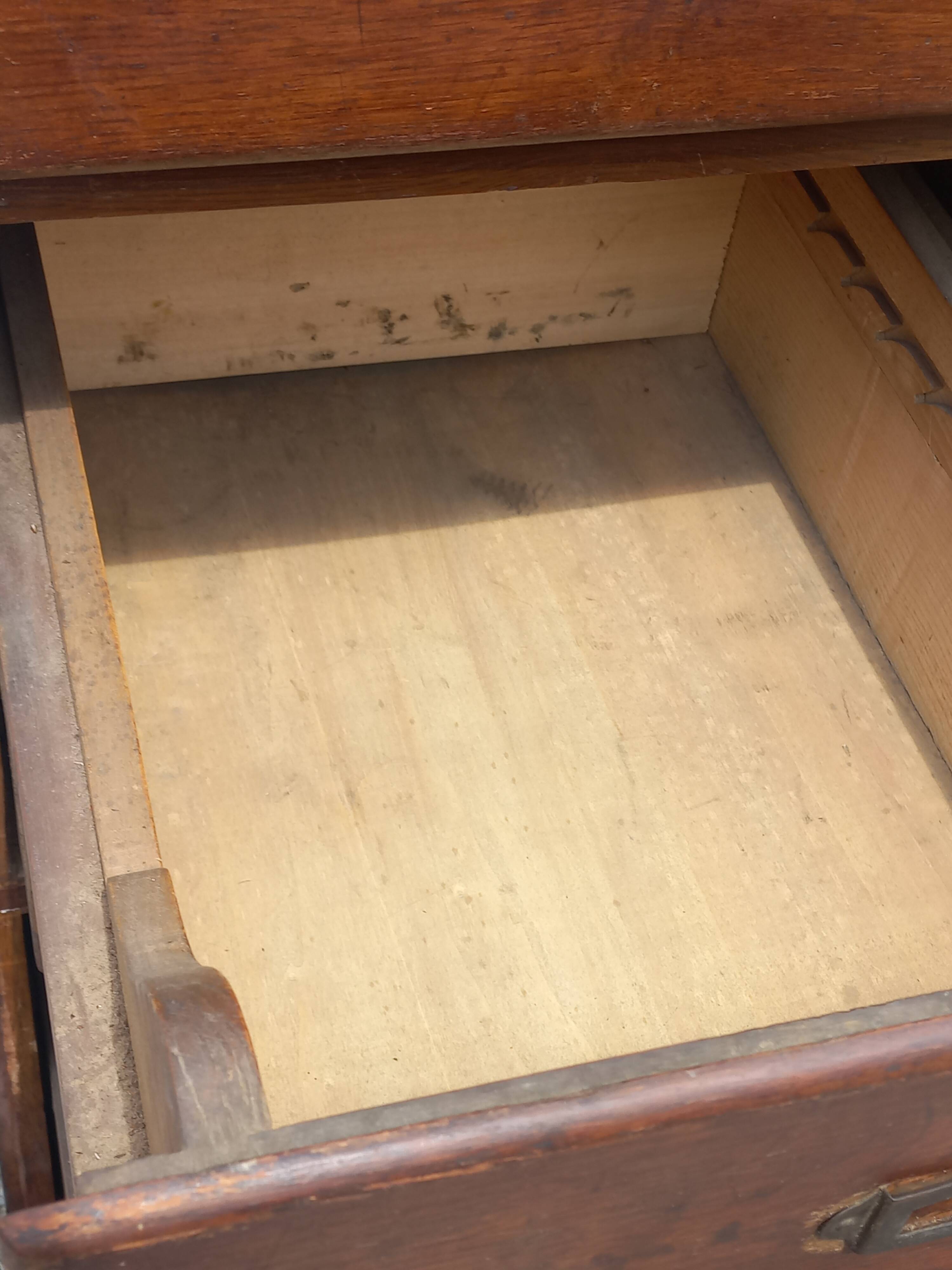 Oak craft cabinet with 5 drawers from the 1930s/1950s