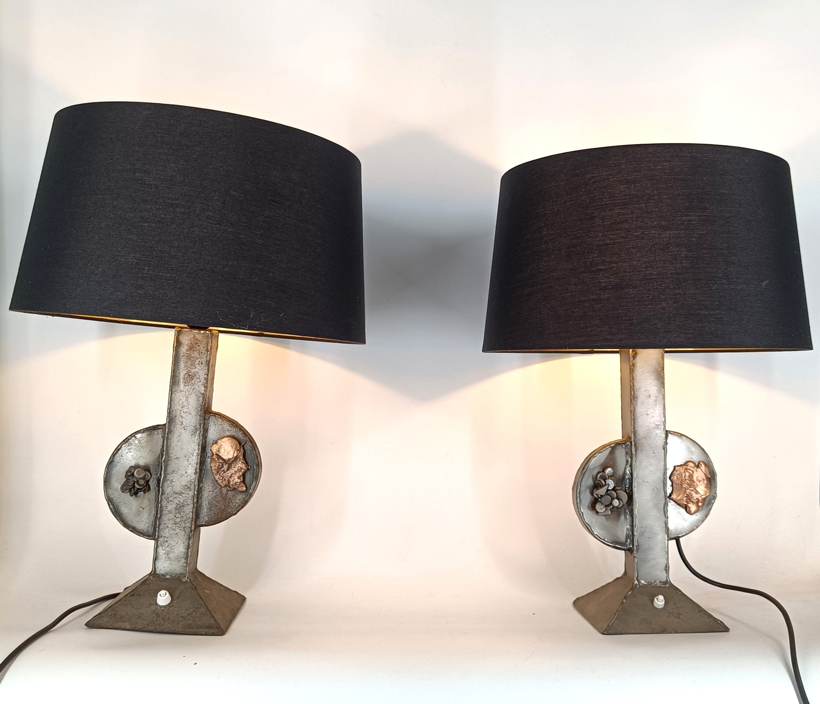 Pair of brutalist table lamps, 1970s