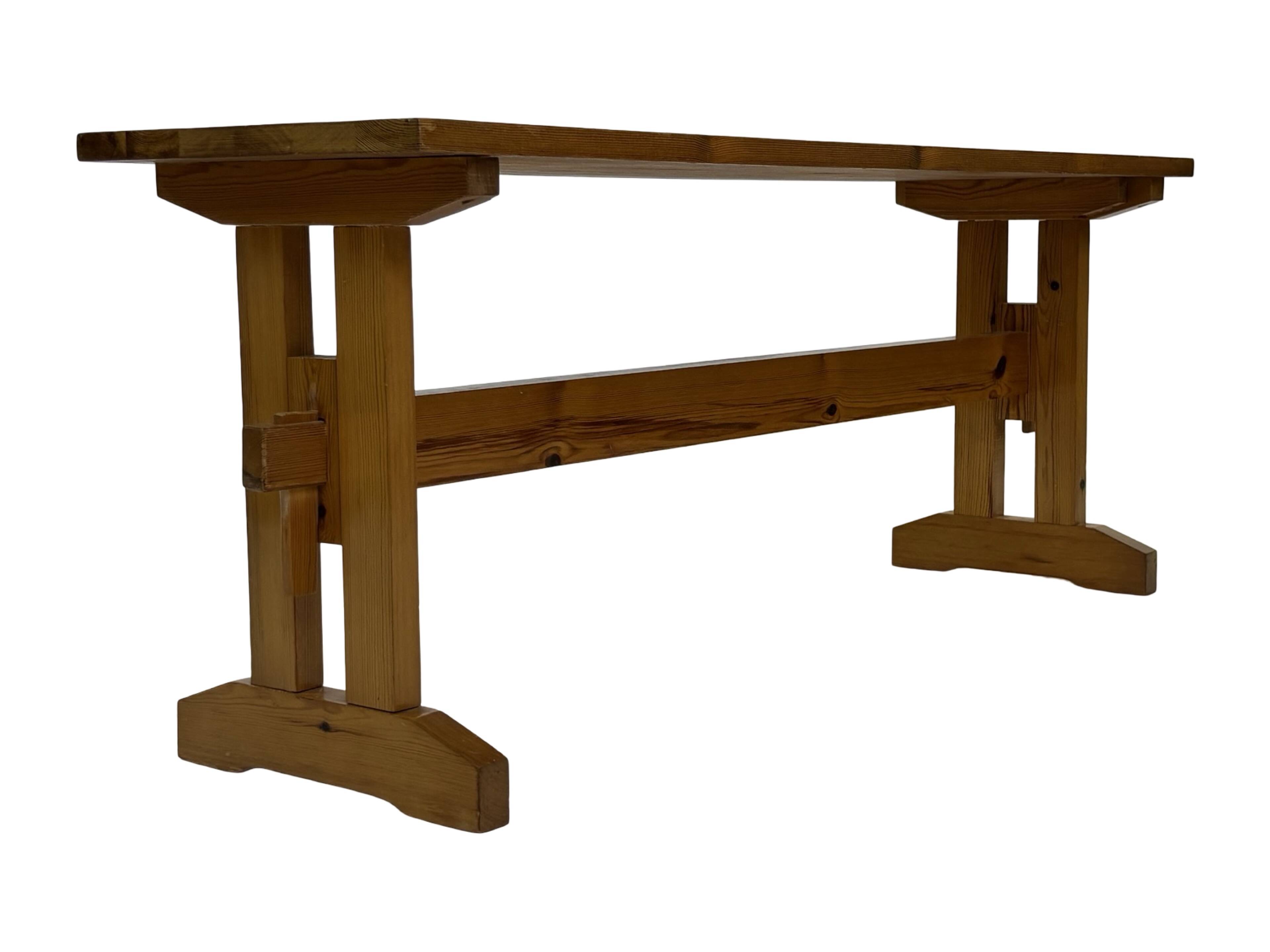 Vintage Scandinavian modern pinewood bench from the 1960's