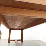 Large modernist farmhouse table in solid beech, thick dowelled top.