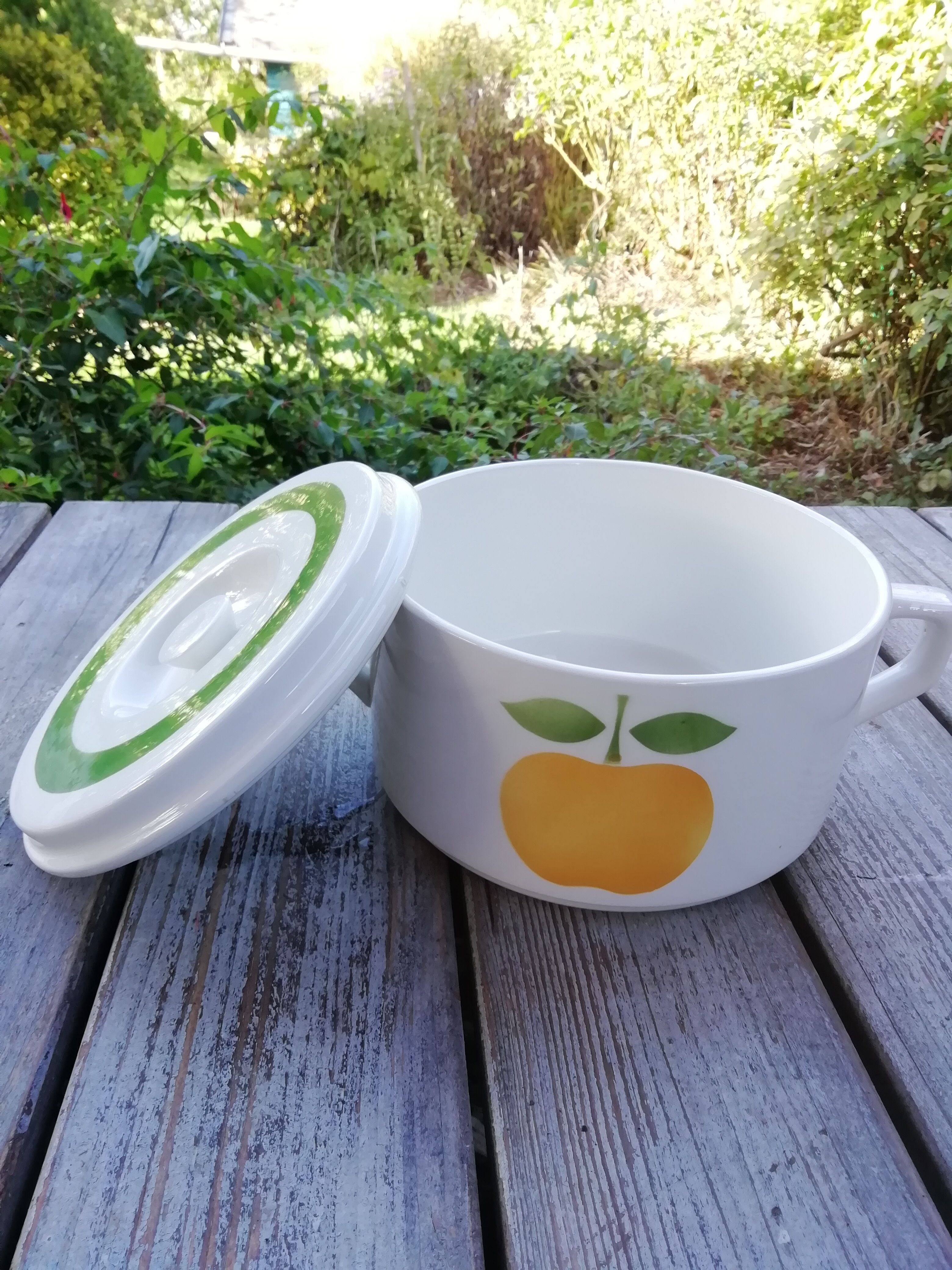 Vegetable soup decorated apple