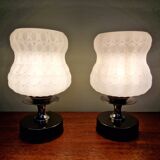 Pair of glass bedside lamps, 1970s