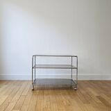 Small rolling trolley in chromed metal
