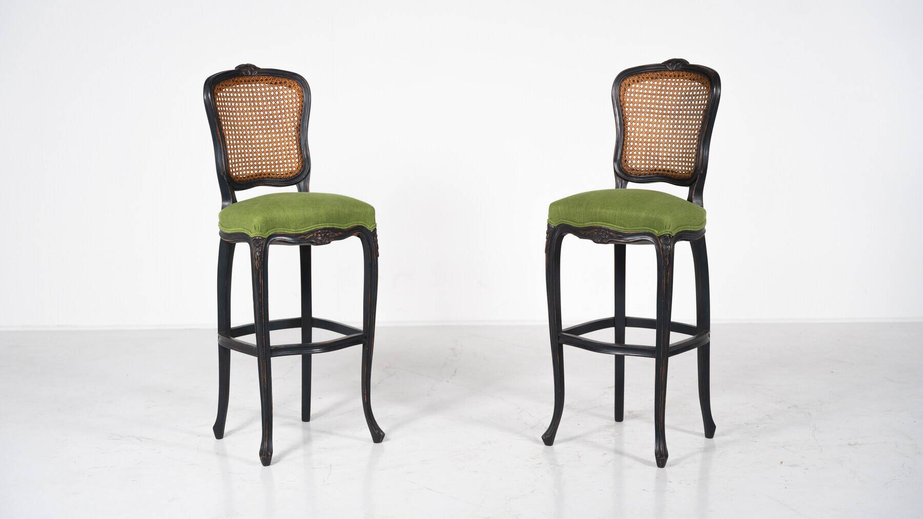 2 Louis XV style bar stools, Belgium