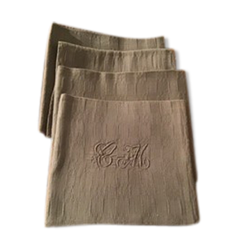4 serviettes de table vert amande en coton