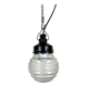 Industrial Bakelite Pendant Light with Ribbed Glass, 1970s