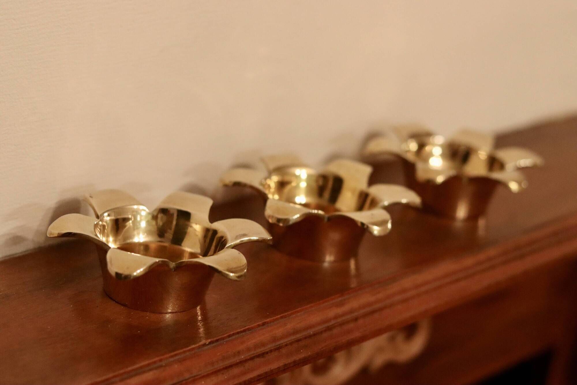 Trio of Mid-Century Swedish Brass Candle Holders by Scandia