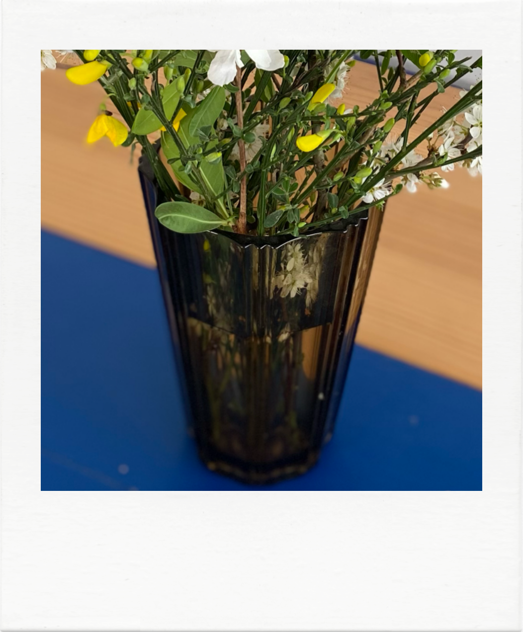 Striated smoked glass vase