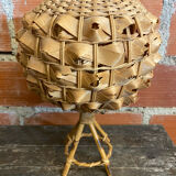 Vintage 50s Tiki Rattan Lamp + Woven Natural Fibre Ball