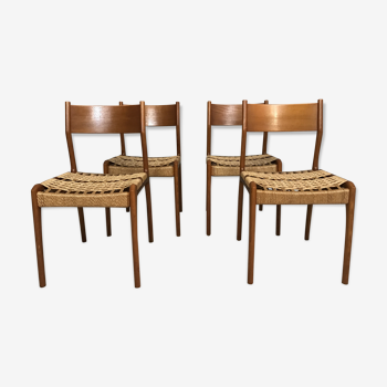 Lot de 4 chaises de Gessef Consorzio Sedi Fruili Italy des années 60