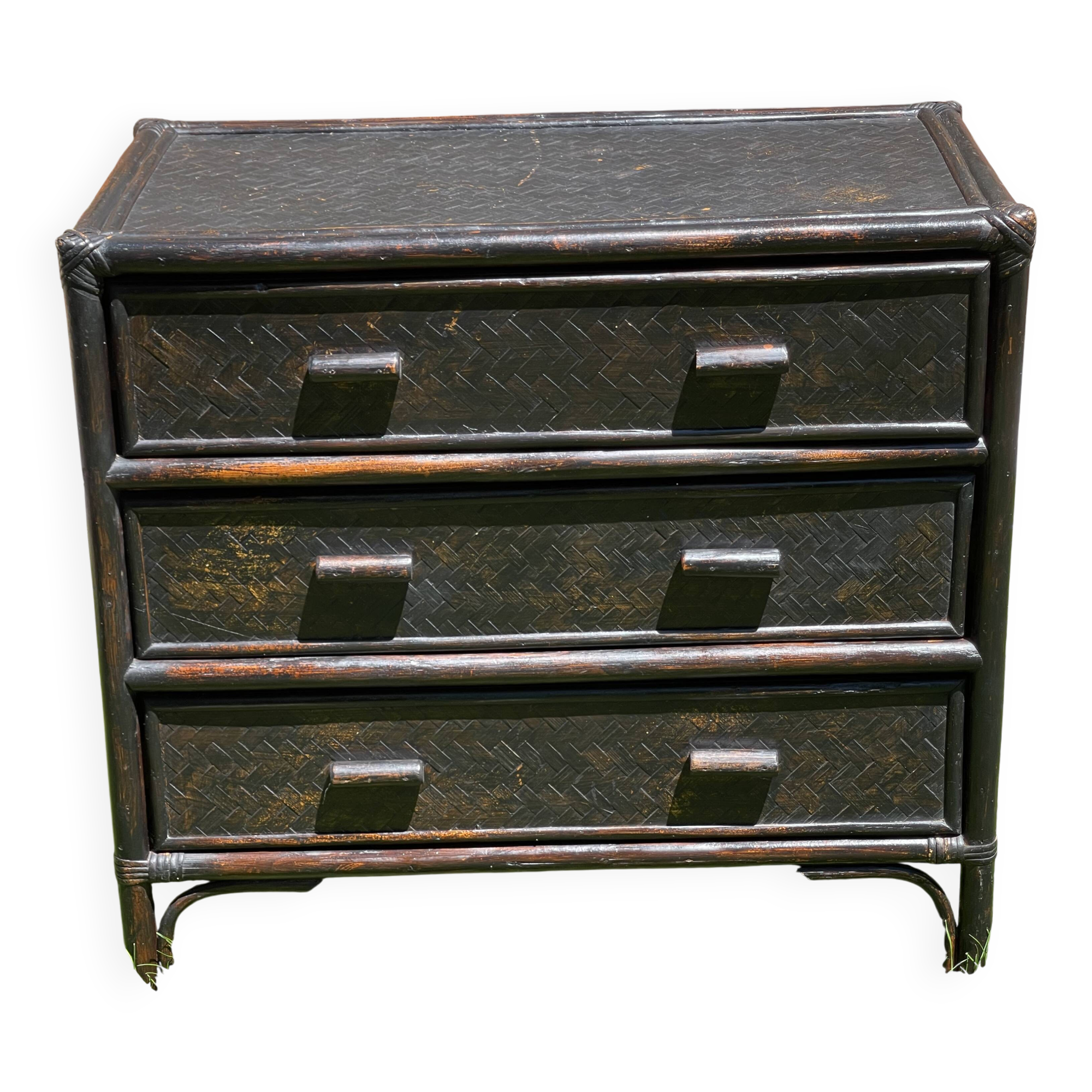 Vintage rattan chest of drawers