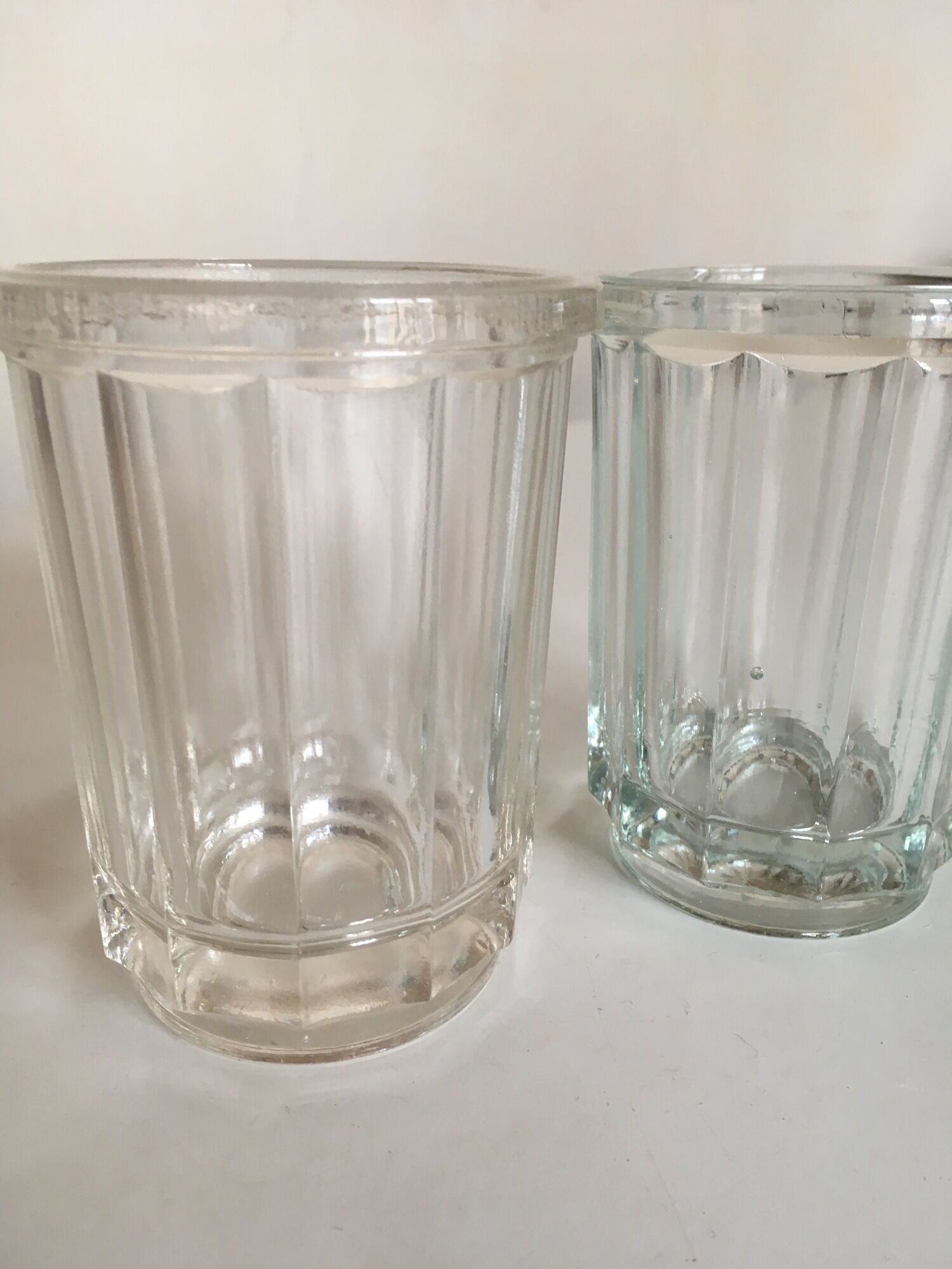 Pair of pots to jams in glass fluted on foot early 20th e