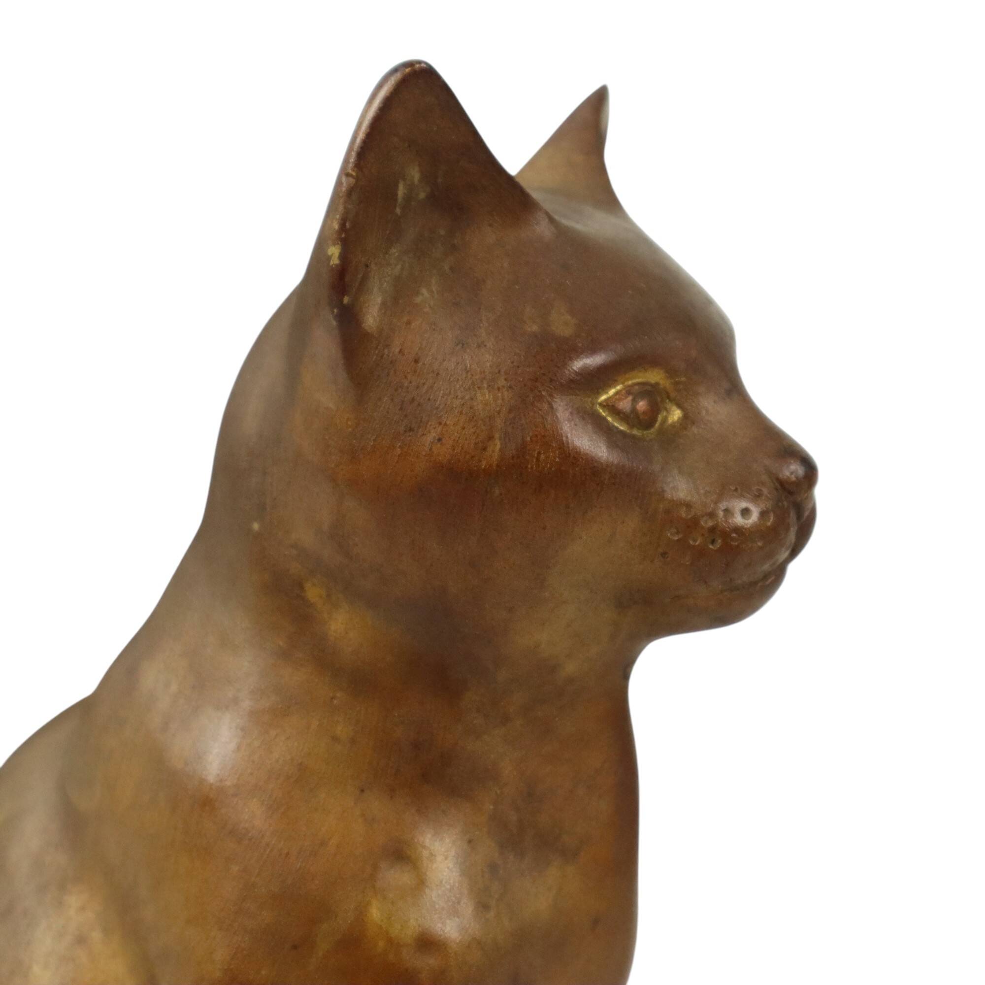 Vintage Cat Statue Bronze Sculpture Cat Decorative 24cm