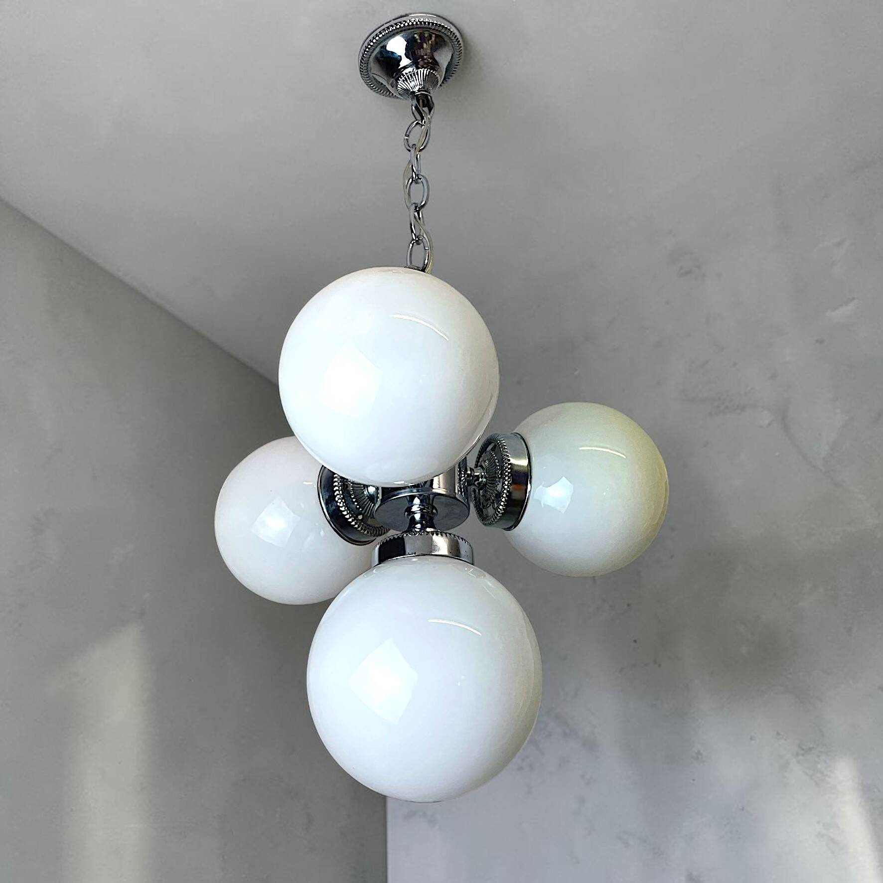 Chandelier atomique à 4 lumières de l'ère spatiale