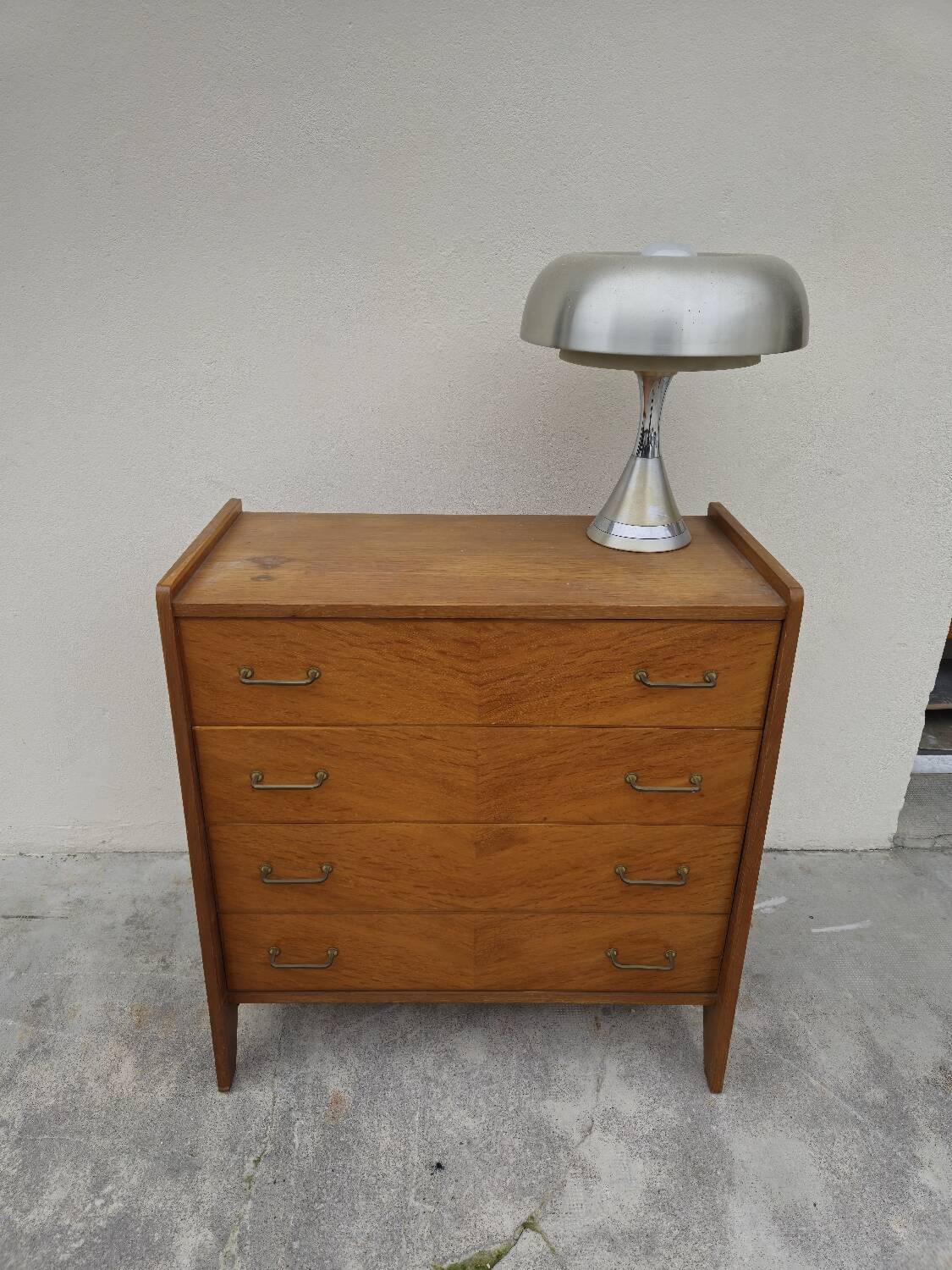 Vintage chest of drawers with compass feet, 1950s, 4 drawers