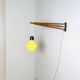 Large Extendable Swivel-Arm Wall Lamp In Wood And Opal Glass, Sweden 1950S