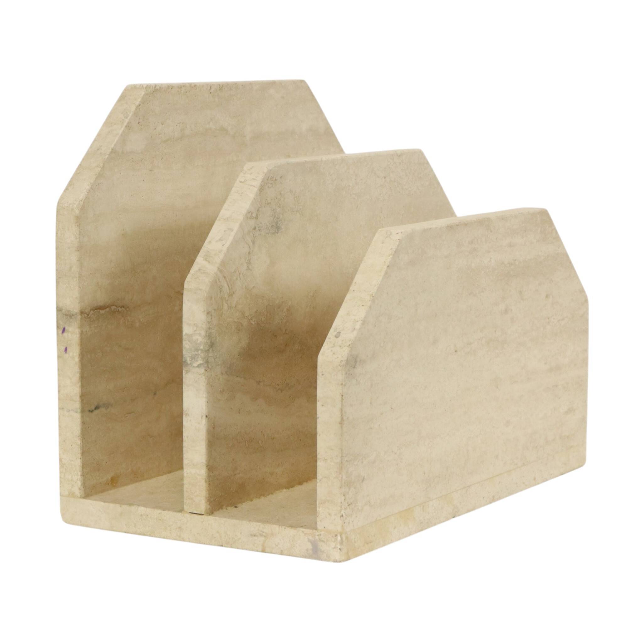 Vintage Travertine Natural Stone Magazine Rack – 1970s