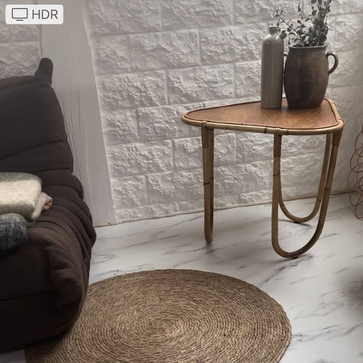 Small banbou tripod table from the 70s